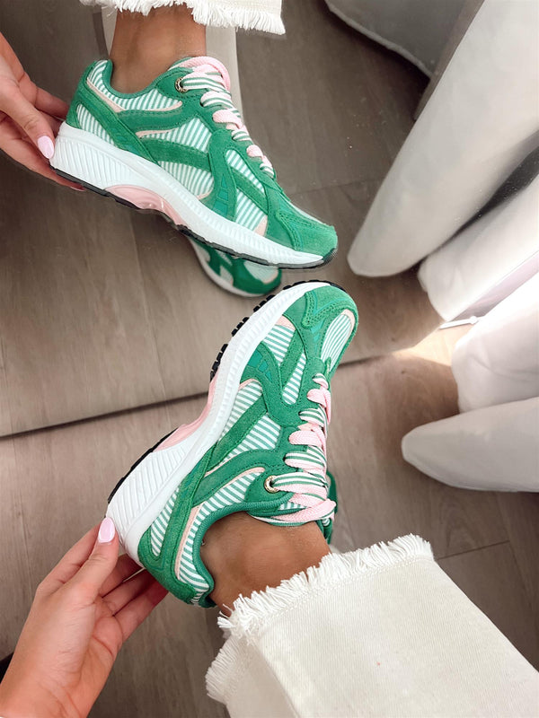 ASFVLT - CITY RUN - Green/Pink Stripe